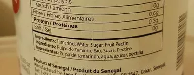 Lista de ingredientes del producto Confiture de tamarin zena 450g