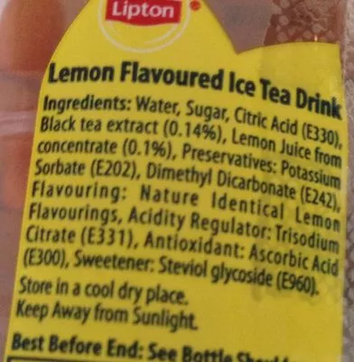 Lista de ingredientes del producto Ice tea Lipton 