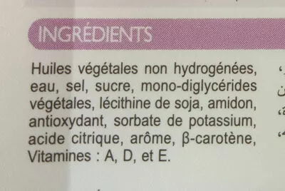 Lista de ingredientes del producto Margarine De Table  