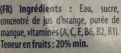 Lista de ingredientes del producto Jus d'orange mangue Rouiba 