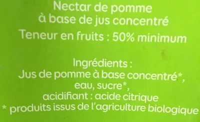 Lista de ingredientes del producto Nectar de pomme bio Pressade 