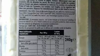 Lista de ingredientes del producto Ravioles du Dauphiné Saint Jean 240 g