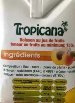 Lista de ingredientes del producto Jus tropicana 1