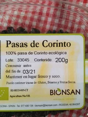 Lista de ingredientes del producto   