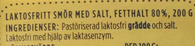 Lista de ingredientes del producto Smör laktosfritt Valio 200 g