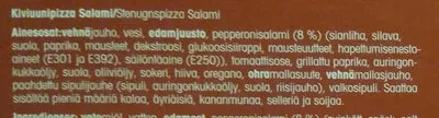 Lista de ingredientes del producto Salami kiviuunipizza Pirkka 363 g