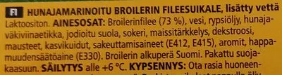 Lista de ingredientes del producto Broilerin fileesuikale Kotimaista, HKScan 800g