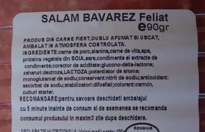 Lista de ingredientes del producto Banat bun Salam bavarez Banat bun 90 g,