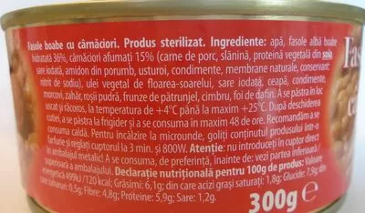 Lista de ingredientes del producto Rotina Fasole boabe cu cârnăciori Rotina 300 g,