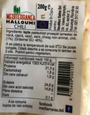 Lista de ingredientes del producto Halloumi  