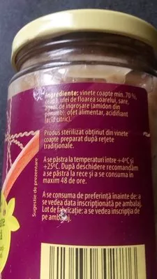 Lista de ingredientes del producto Bunătăți de Topoloveni Salată de vinete Bunătăți de Topoloveni 300 g,