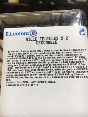 Lista de ingredientes del producto Mille feuilles décongelées E. Leclerc 0,280 kg