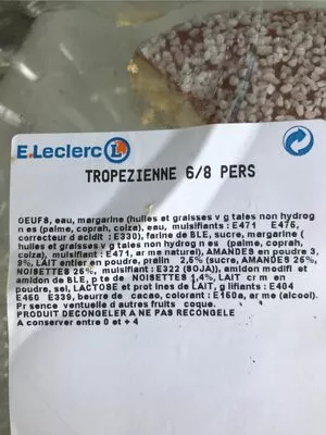 Lista de ingredientes del producto Tropeziénne Leclerc 