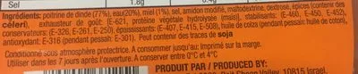 Lista de ingredientes del producto Poitrine De Dinde Au Miel Yarden 