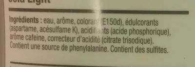 Lista de ingredientes del producto Soda Mix concentré Cola Light Sodastream 500ml