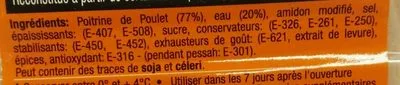 Lista de ingredientes del producto Blanc de Poulet Doré au Four Yarden 