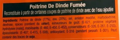 Lista de ingredientes del producto Poitrine de Dinde Fumée Yarden 142 g