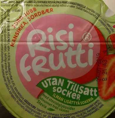 Lista de ingredientes del producto Risifrutti Jordgubb Utan tillsatt socker Risifrutti, Orkla Foods 165 g