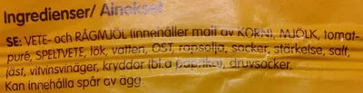 Lista de ingredientes del producto Gorbys Original Veggie Gorbys Original, Gorbys, Gunnar Dafgård 130 g