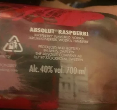 Lista de ingredientes del producto Absolut Raspberry Vodka, 70 CL Absolut 0.7 l