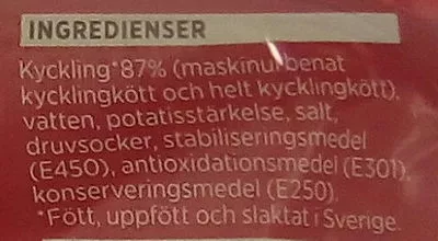 Lista de ingredientes del producto ICA Kyckling Bacon ICA 100 g