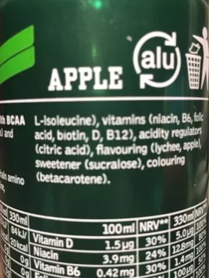 Lista de ingredientes del producto BCAA+ Nocco 