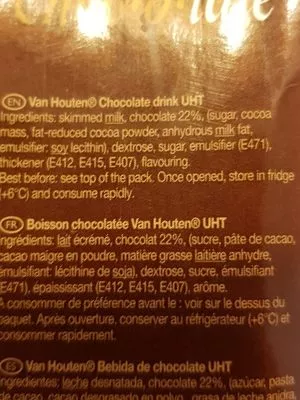 Lista de ingredientes del producto Choc.O.Laté  