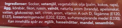 Lista de ingredientes del producto Engelsk Fruktkaka Dahls 500g