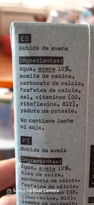 Lista de ingredientes del producto The original oatly Avena Oatly 1 L