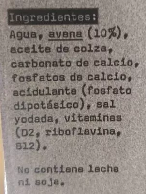 Lista de ingredientes del producto Avena barista edition Oatly 1 L