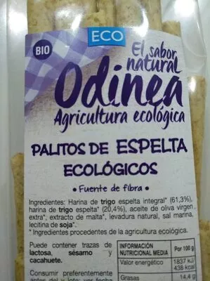 Lista de ingredientes del producto Palitos de espelta ecologicos Odinea 