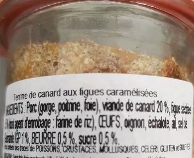 Lista de ingredientes del producto Terrine de canard aux figues caramélisées  