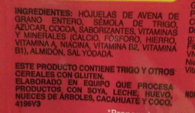 Lista de ingredientes del producto Avena 3 minutos quaker 