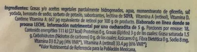 Lista de ingredientes del producto Margarina sin sal Delicia Eugenia Eugenia 90 g