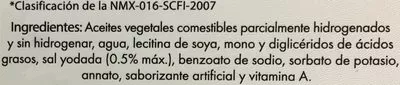 Lista de ingredientes del producto Margarina sin sal Aurrera Aurrera 400 g