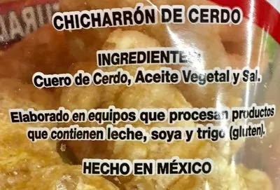 Lista de ingredientes del producto Chicharrón Sabritas Sabritas 115 g