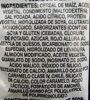 Lista de ingredientes del producto Cheetos - xtra flamin'hot Cheetos 96