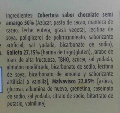 Lista de ingredientes del producto Suave beso la suiza 