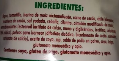 Lista de ingredientes del producto Tamal verde LA COSTEÑA 110 g