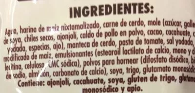 Lista de ingredientes del producto TAMAL DE MOLE LA COSTEÑA 110 g