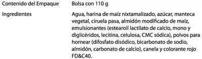 Lista de ingredientes del producto Tamal de dulce LA COSTEÑA 110 g