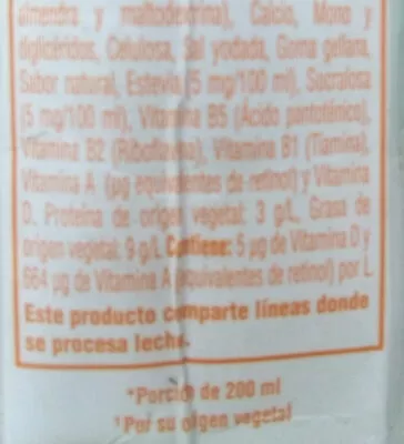 Lista de ingredientes del producto Leche de Almendras LALA Vita 960 ml