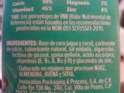 Lista de ingredientes del producto Silk leche de coco Silk 946ml