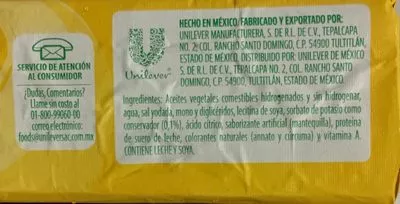 Lista de ingredientes del producto Margarina sin sal 4 en 1 Iberia Iberia 225 g