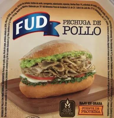 Lista de ingredientes del producto Pechuga de pollo con finas hierbas FUD FUD 250 g