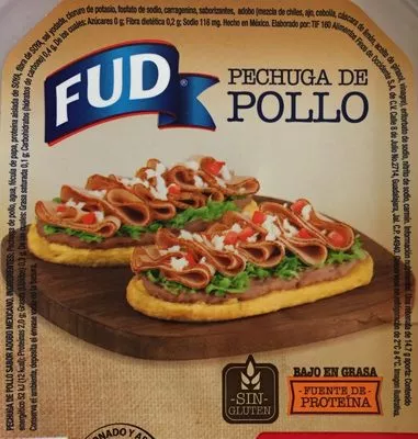 Lista de ingredientes del producto Pechuga de Pollo Adobo Mexicano FUD FUD 250 g