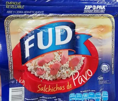 Lista de ingredientes del producto Fud Salchichas de Pavo sigma 1 kg