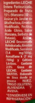 Lista de ingredientes del producto Yoghurt con Manzana Yoplait, Sigma 1 kg