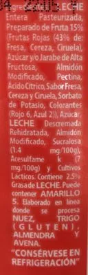 Lista de ingredientes del producto Yoplait Yoghurt con Frutas Rojas Sigma 1 kg