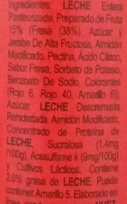 Lista de ingredientes del producto Yogur con fresas naturales Yoplait 145 g